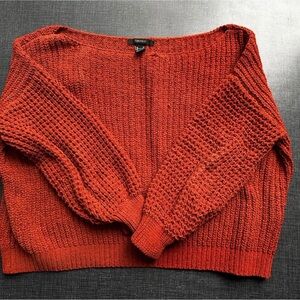 Forever 21 Off-Shoulder Textured Sweater in Deep Red